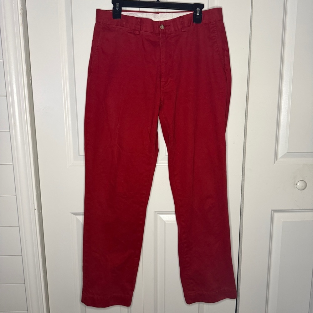 Polo Ralph Lauren 33x32 Red Chino Pants Classic Fit Flat Front Straight Leg EUC